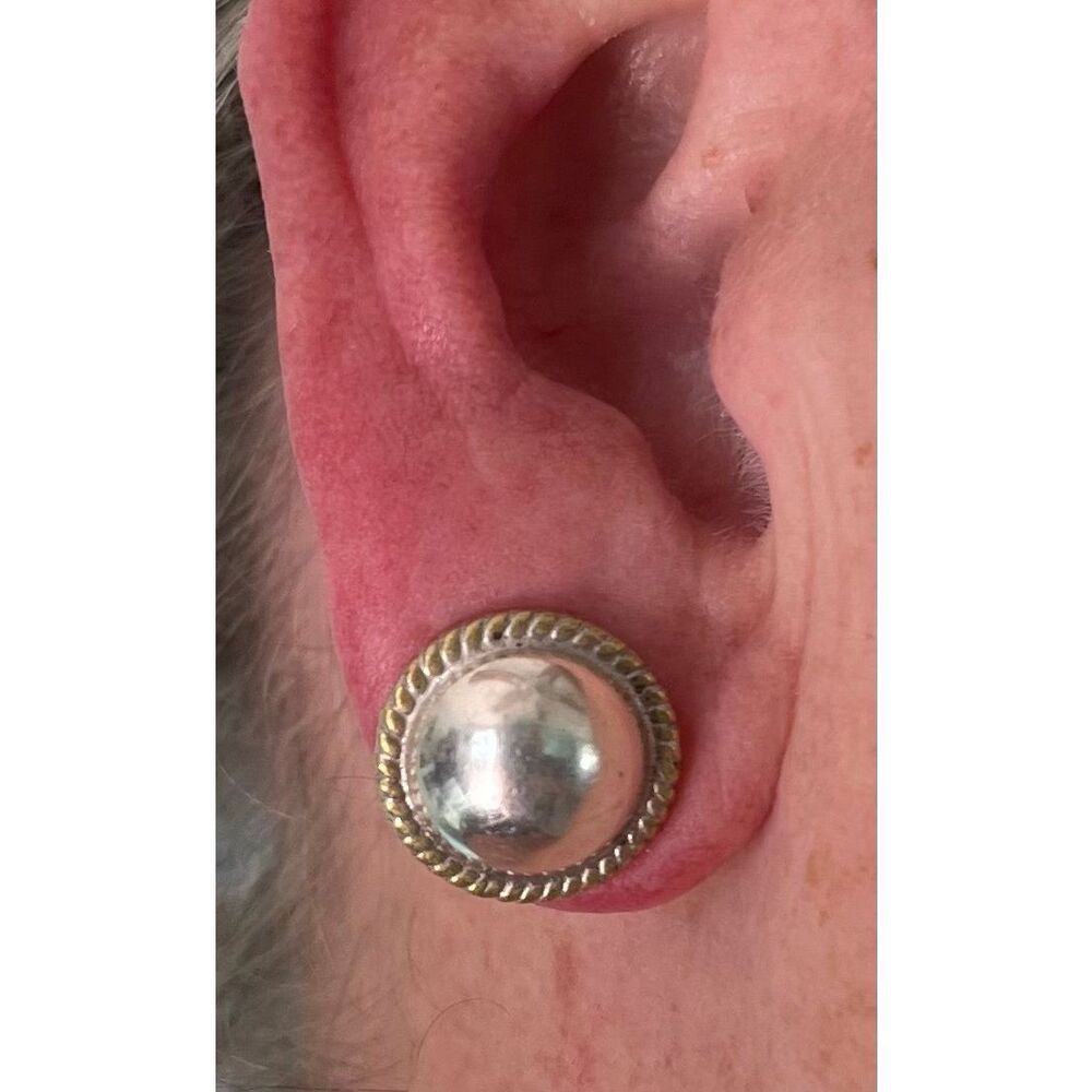 Sterling Silver Large Solid Stud Round Earrings W… - image 6